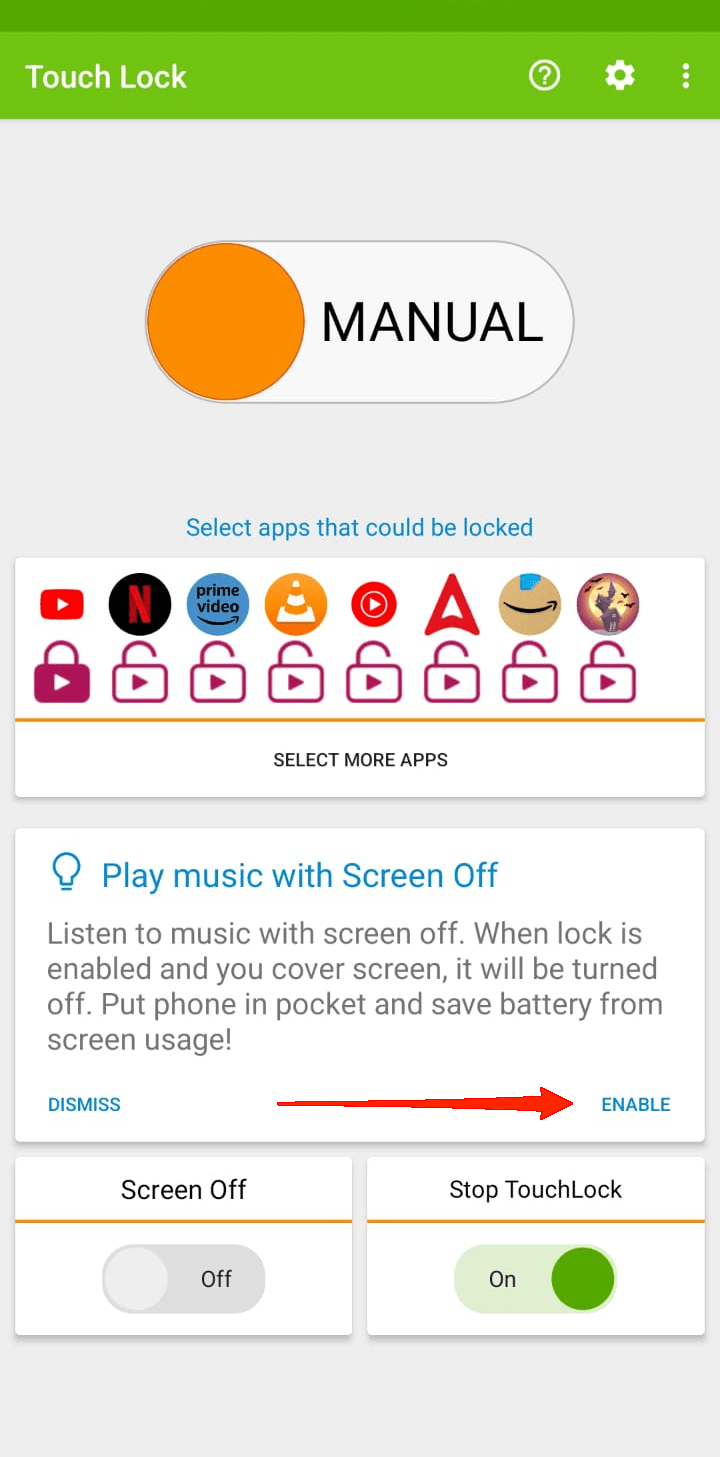 Enable Play Music with Screen Off option