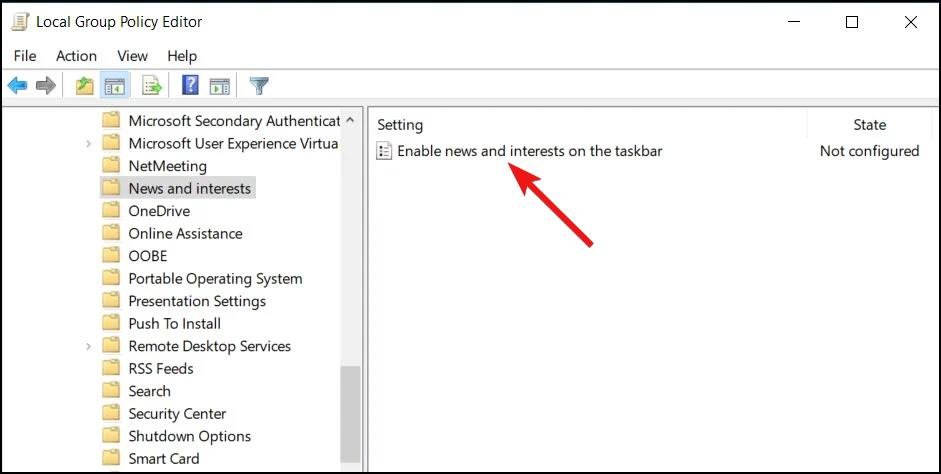 Enable news and interests on the taskbar