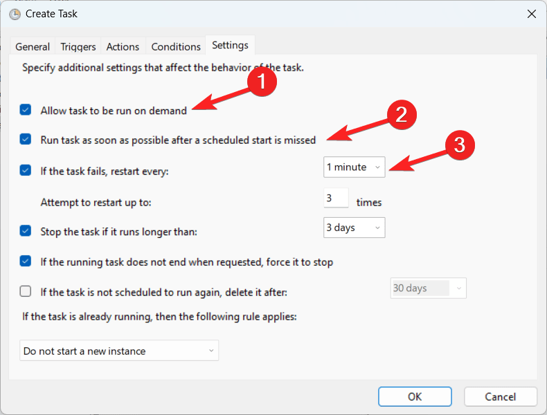 Enable the following settings