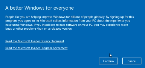 Enable Windows Insider Program in PC