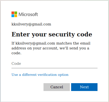 Enter the code and then click on “Next” to continue