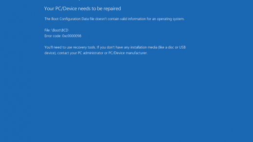 Error 0xc0000098 in Windows 10
