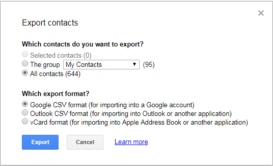 Export Contacts
