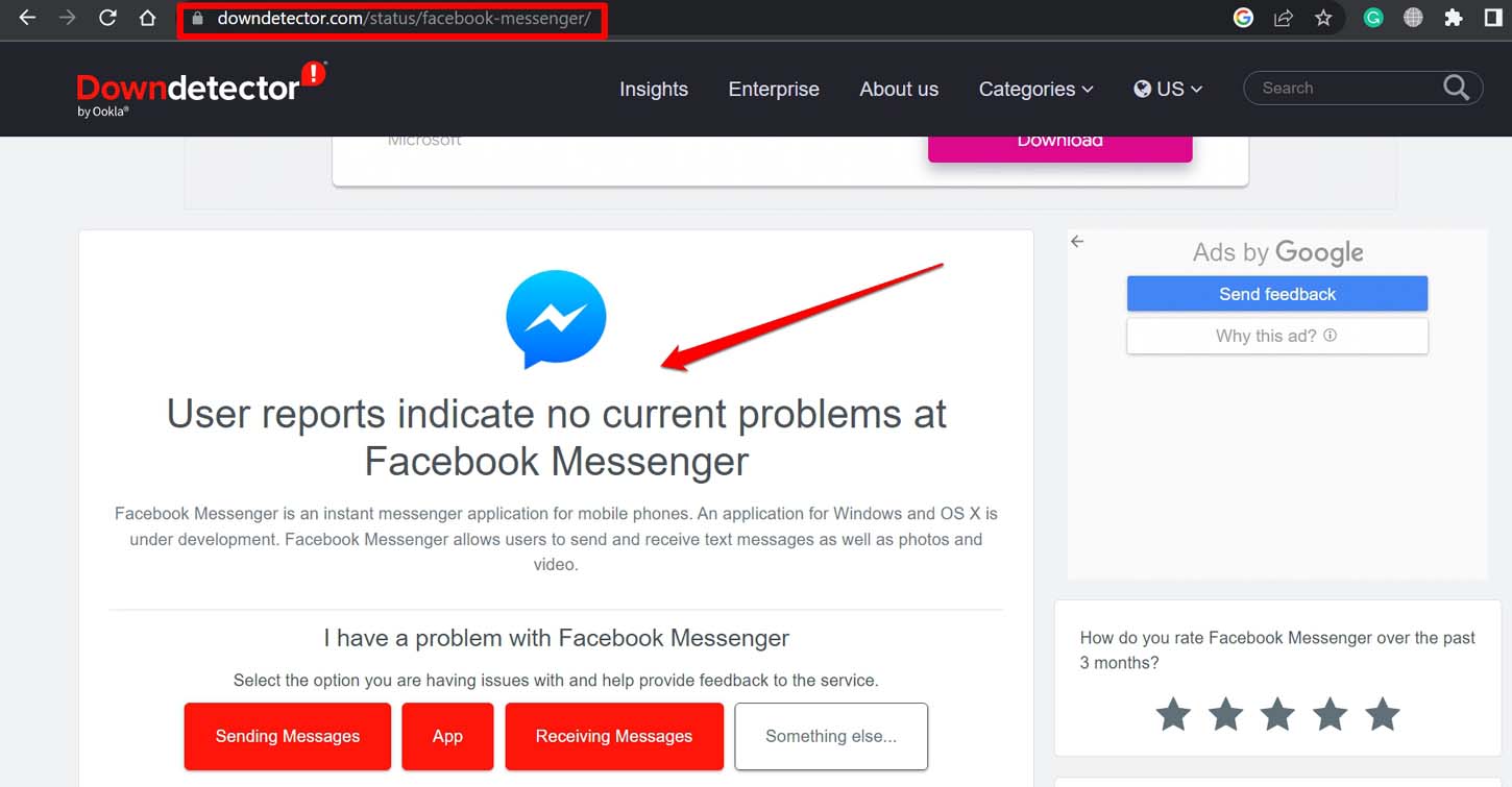 Facebook messenger downdetector