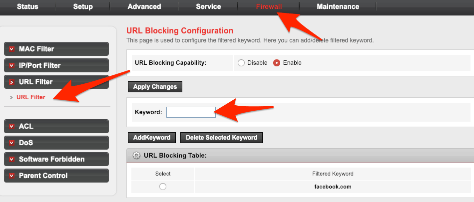 Facebook URL-Filter Instellen voor WiFi-Router