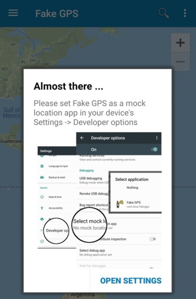 FakeGPS location spoof app for android