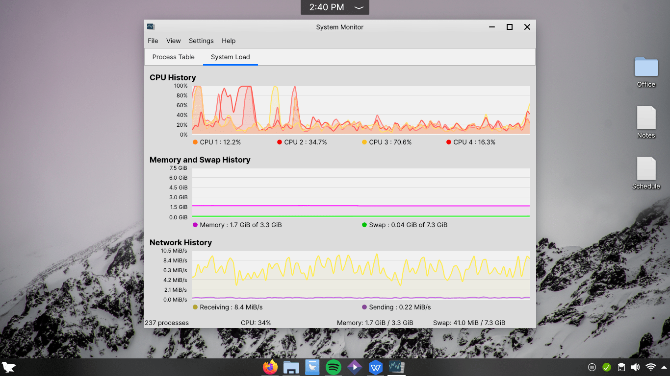 Feren OS System Monitor Stats