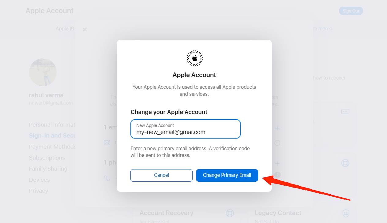 Finally, hit the Change Apple ID button. and reset your Apple ID.