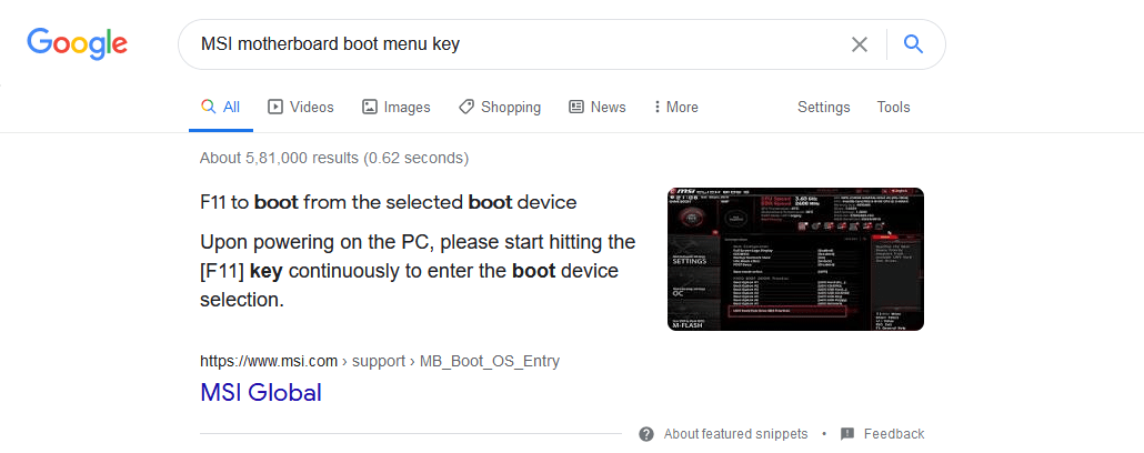 Find Boot Menu Key