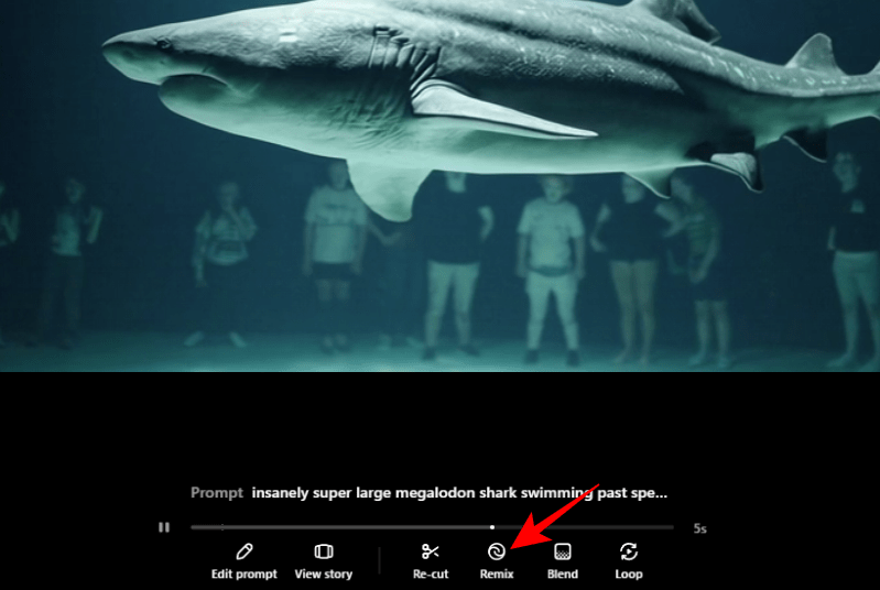 First, open a video that is generated using Sora and click on the Remix icon. 