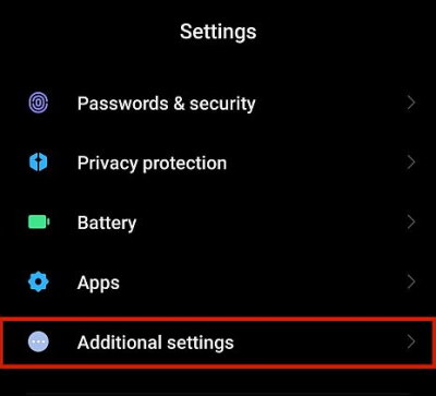 additional settings menu android