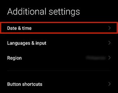 date & time settings in android