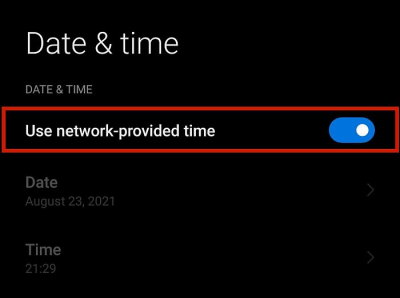 network provided time android