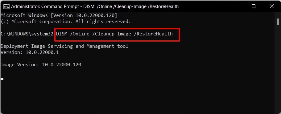 Fix the Registry Issues in Windows 11 using dsim tool