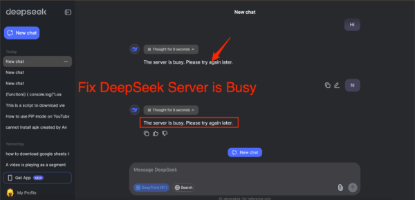 Fix DeepSeek: The Server is Busy. Please try Again Later