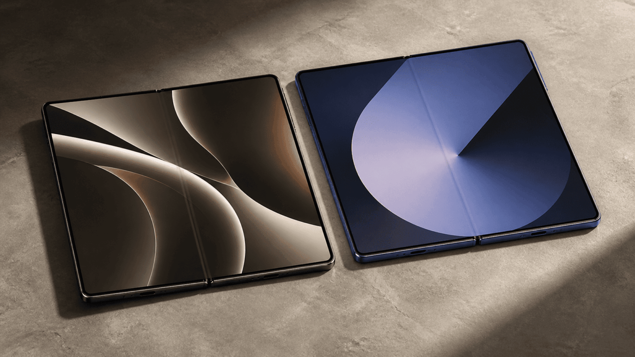 Foldable devices on minimalist stone surface