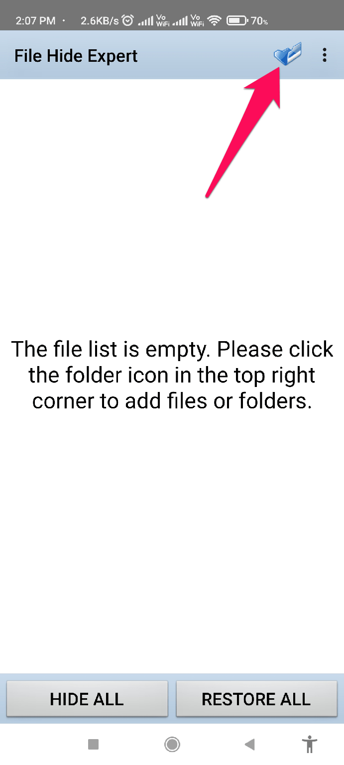 Tap on Folder Icon