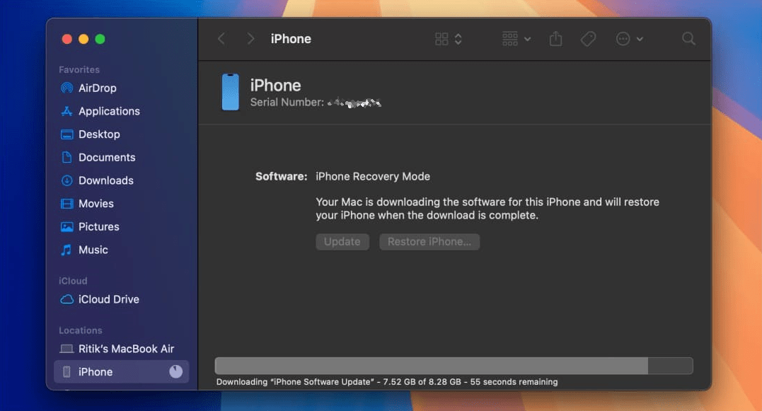 Follow the on-screen instructions and wait until your iPhone is restored to iOS 17.