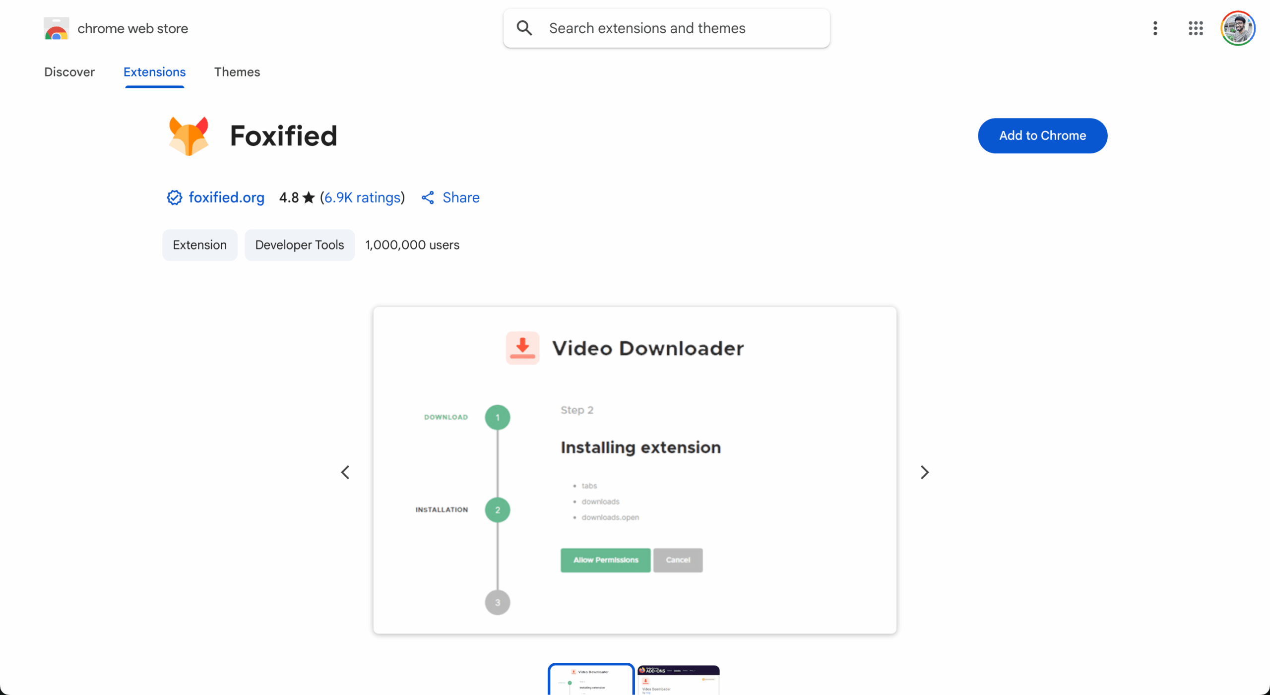 Foxified Chrome Extension
