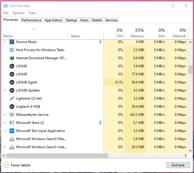 G Hub Background Resources Consumption