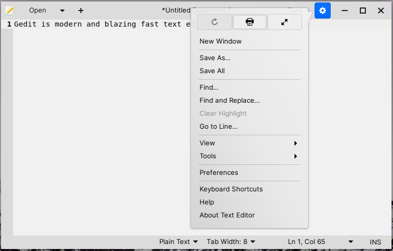 Gedit Text Editor Options