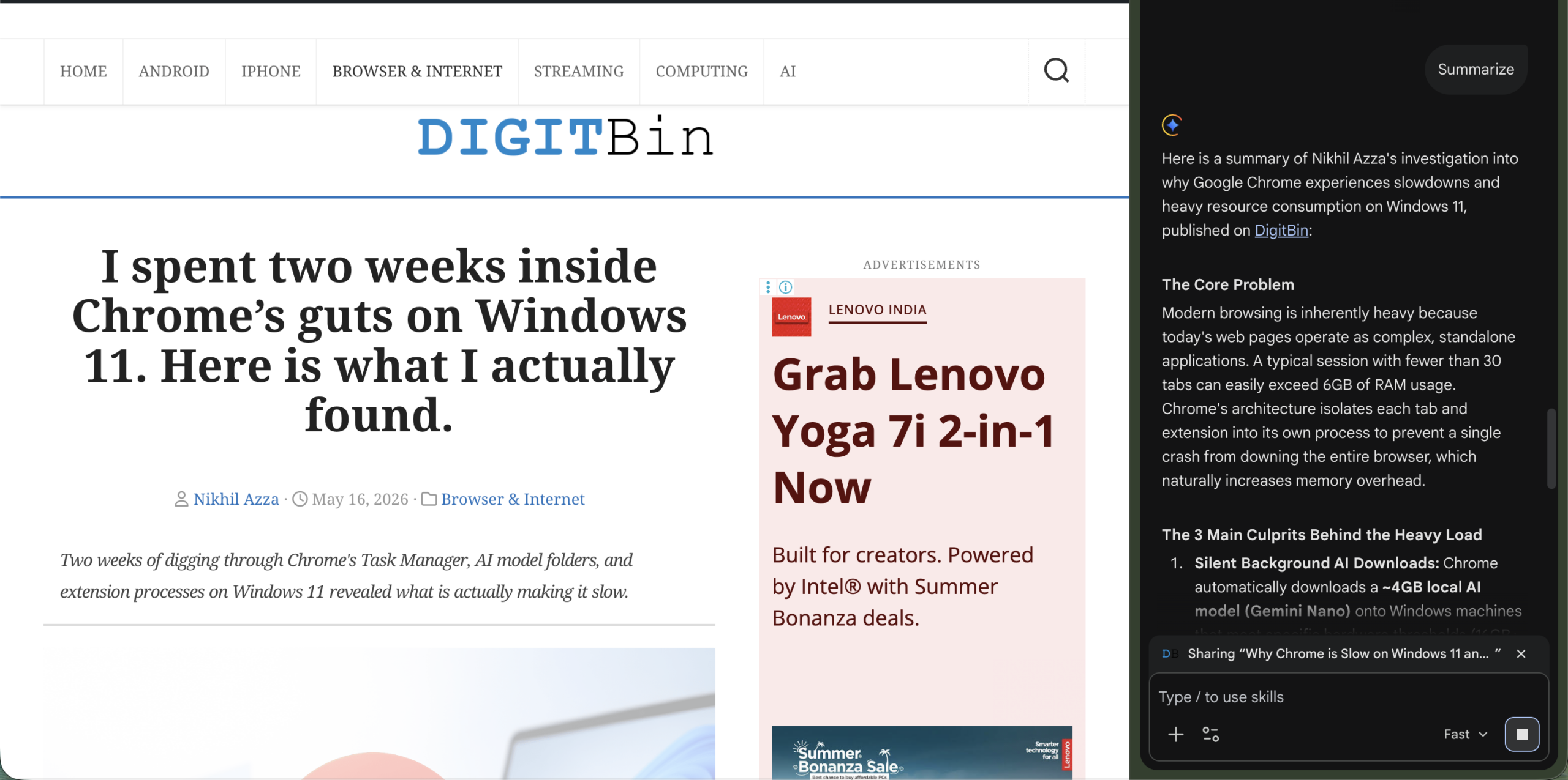 Gemini Sidebar Panel