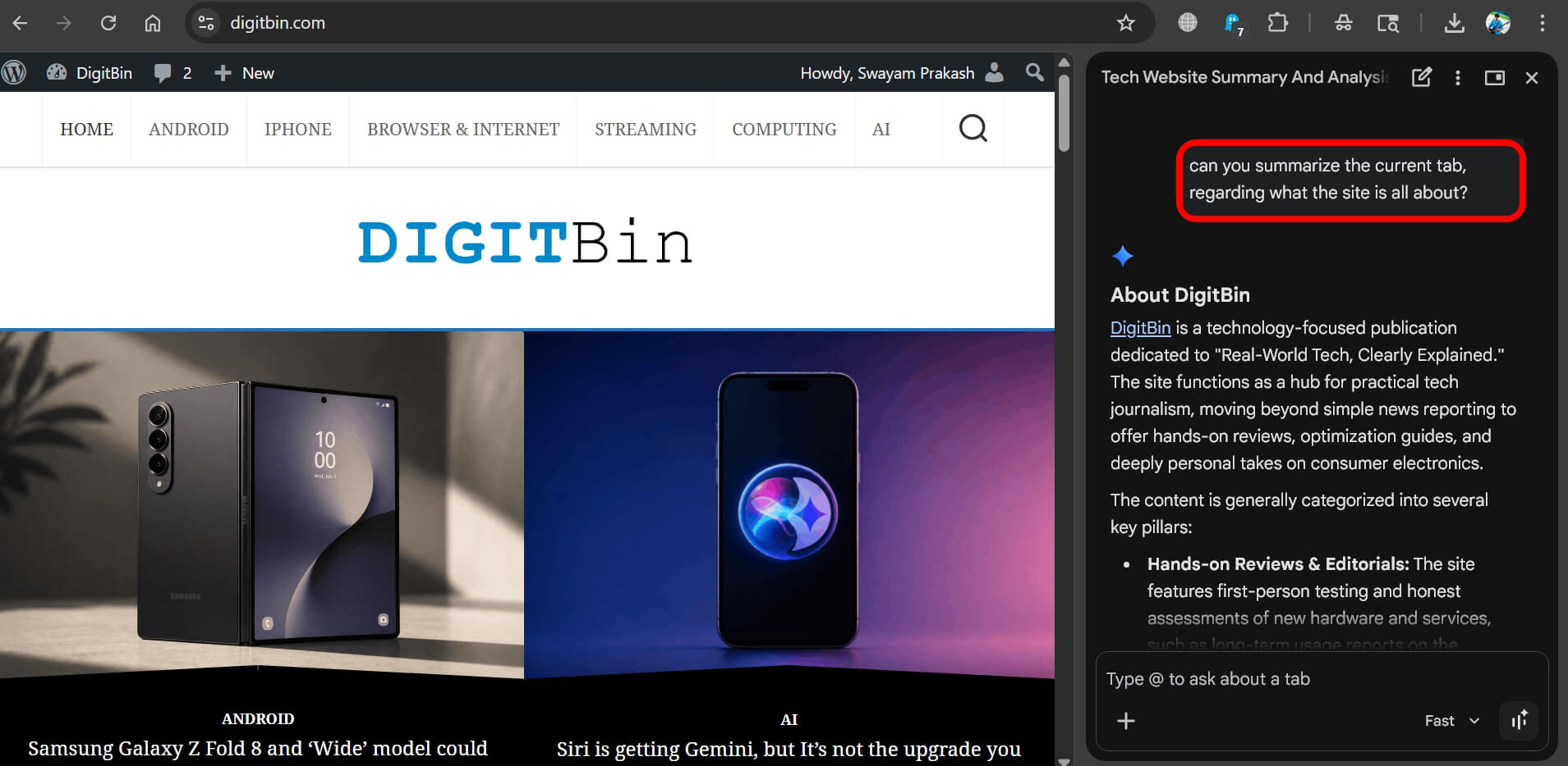 Gemini is used in Chrome browser