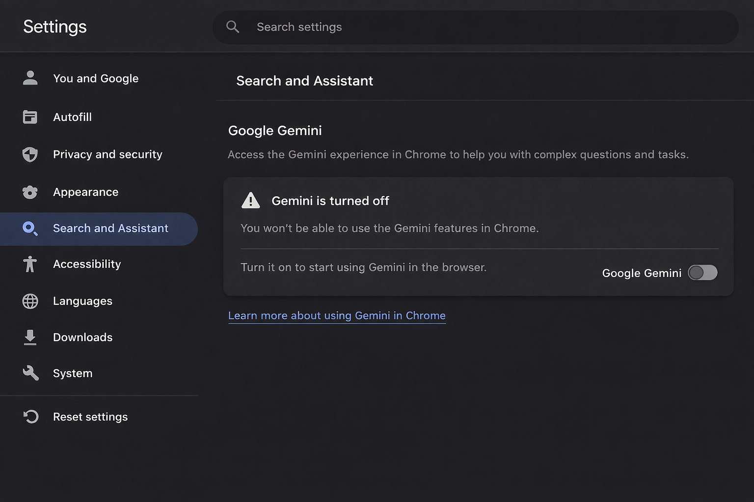 How to disable Gemini in Chrome