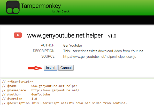 GenYouTube.net helper Tampermonkey installer