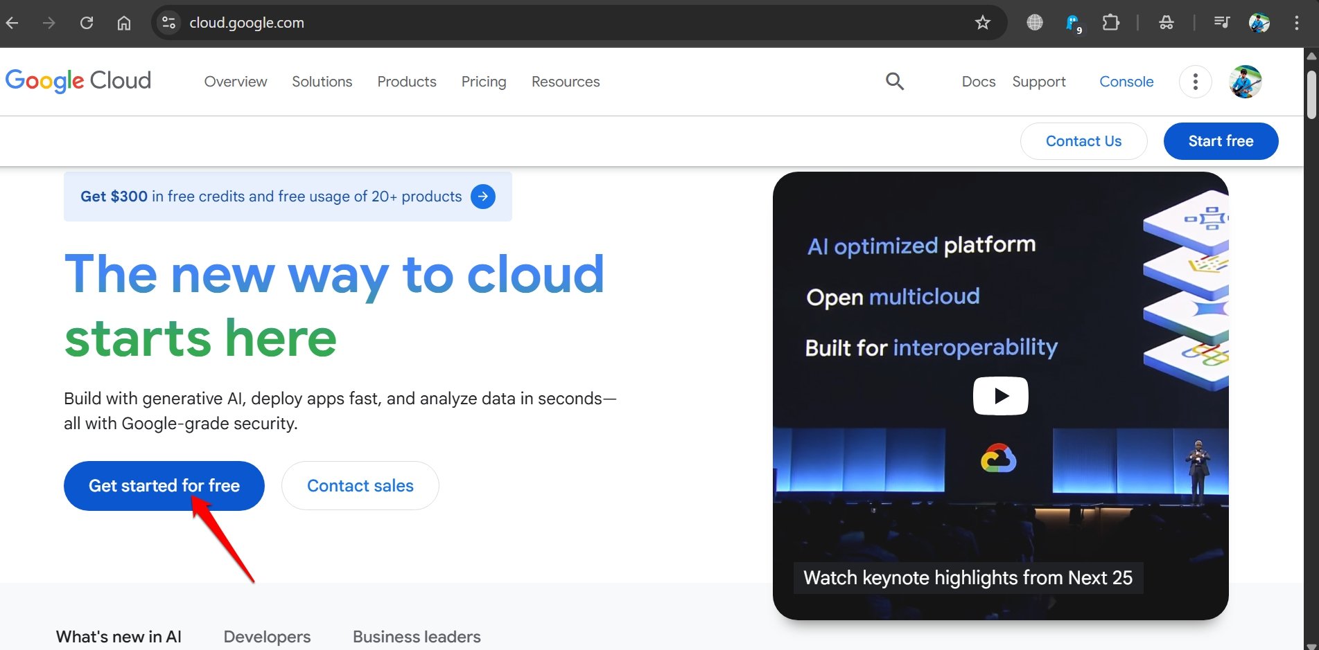Get started for free Google cloud