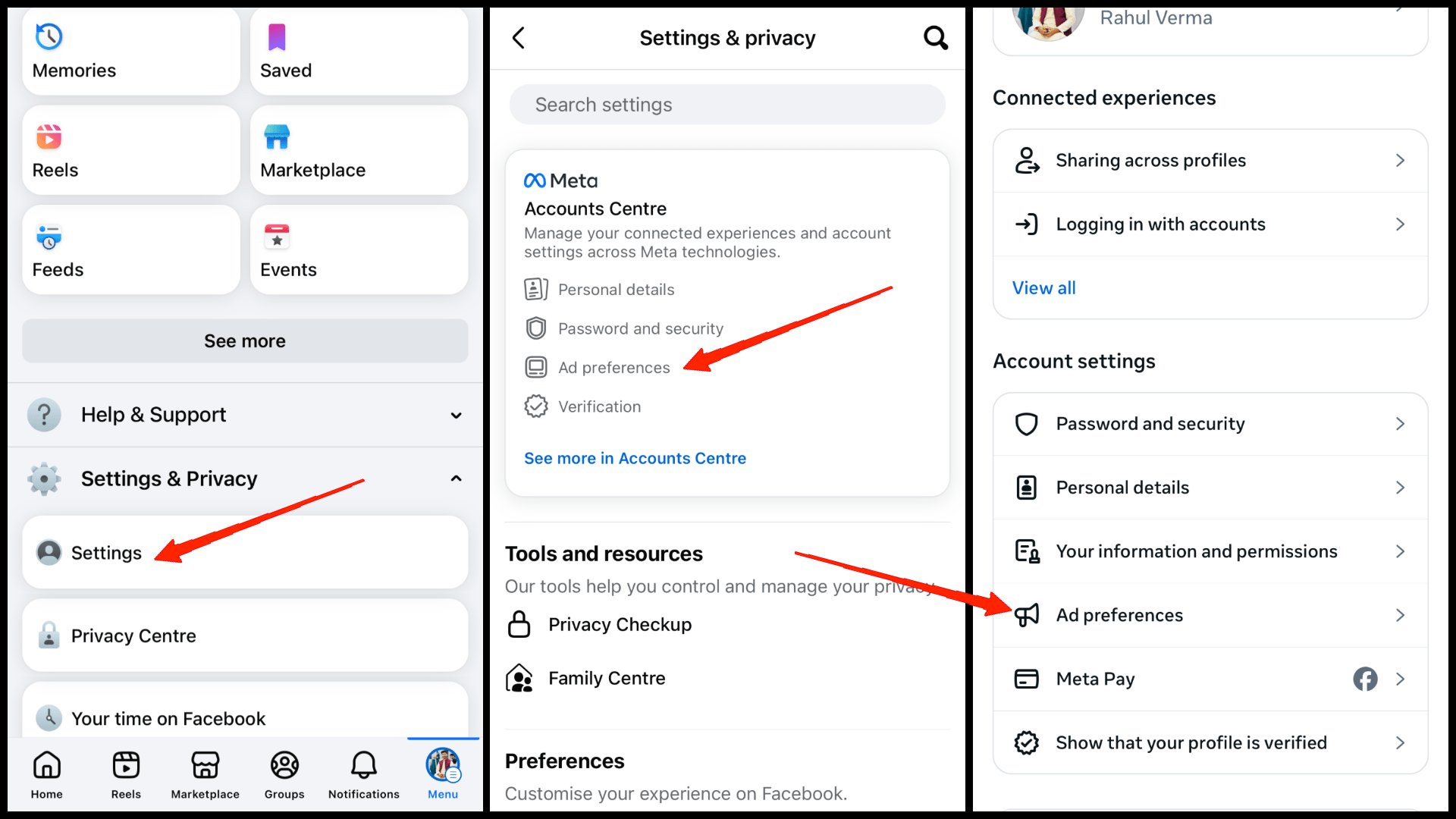 Go to Settings & Privacy Settings. Navigate to Ad Preferences.