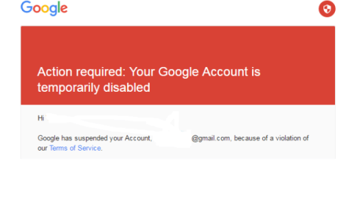 Google Account Disabled Temporary