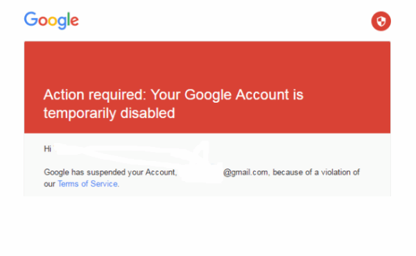 Google Account Disabled Temporary