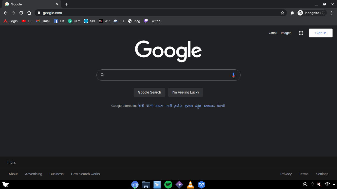 Google Dark Theme in Chrome