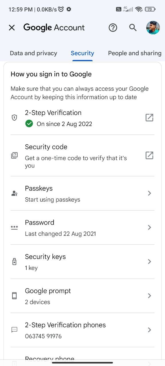 Google Passkey Option