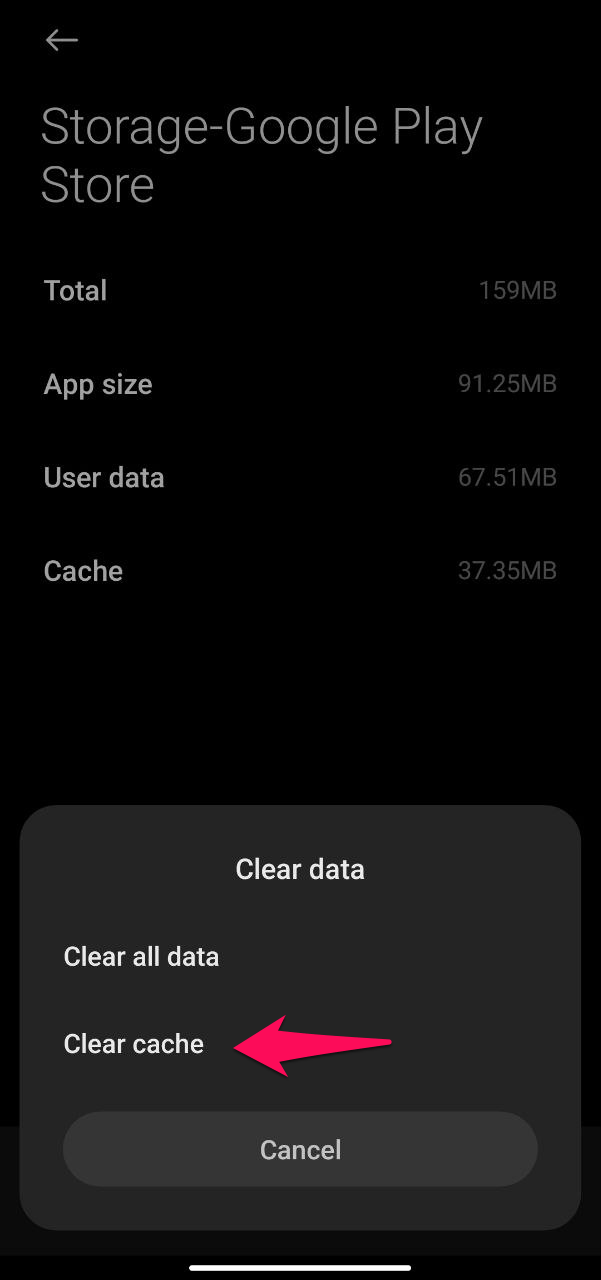 Google PlayStore Clear Cache and Data