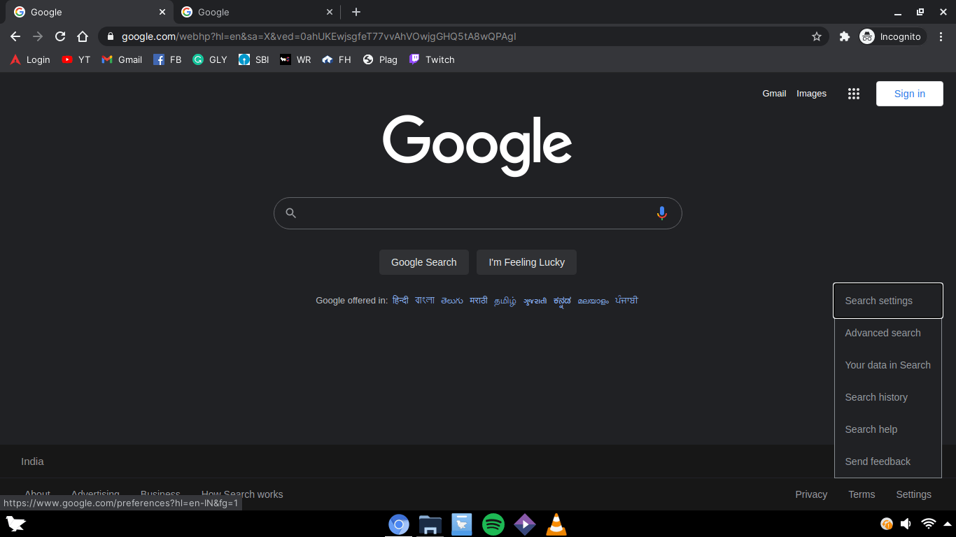 enable dark mode in google search