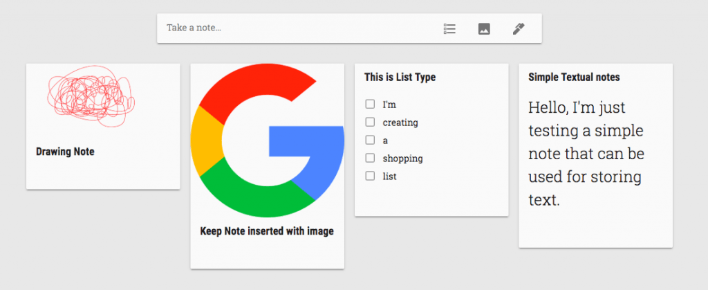 Google Keep Notes Type