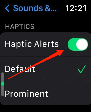 enable the Haptic alerts option.