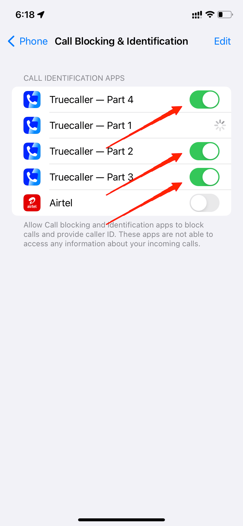 Here make sure you enable all Truecaller parts for seamless caller ID identification.