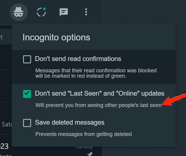 WAIncognito Extension settings