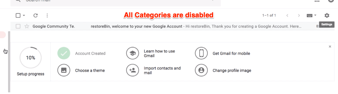 Hide Category Tabs in Gmail Mailbox