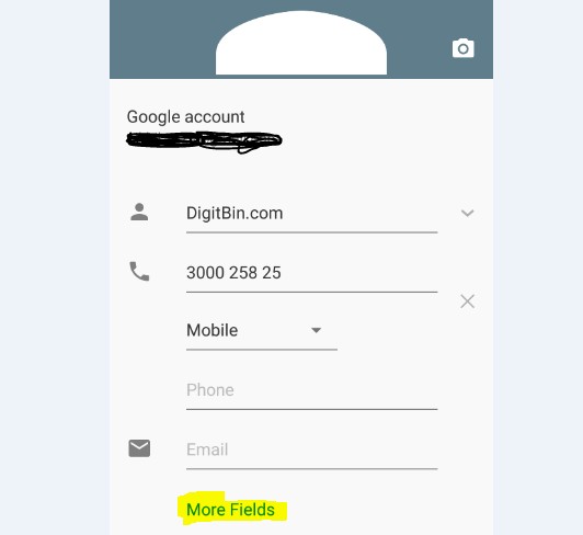 Hit on More Field Option during Saving Contacts