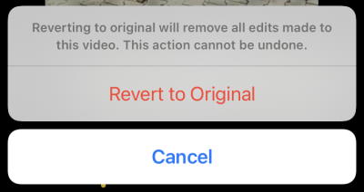 revert back edited videos on iphone