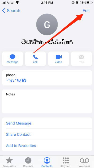 edit duplicate contacts iphone