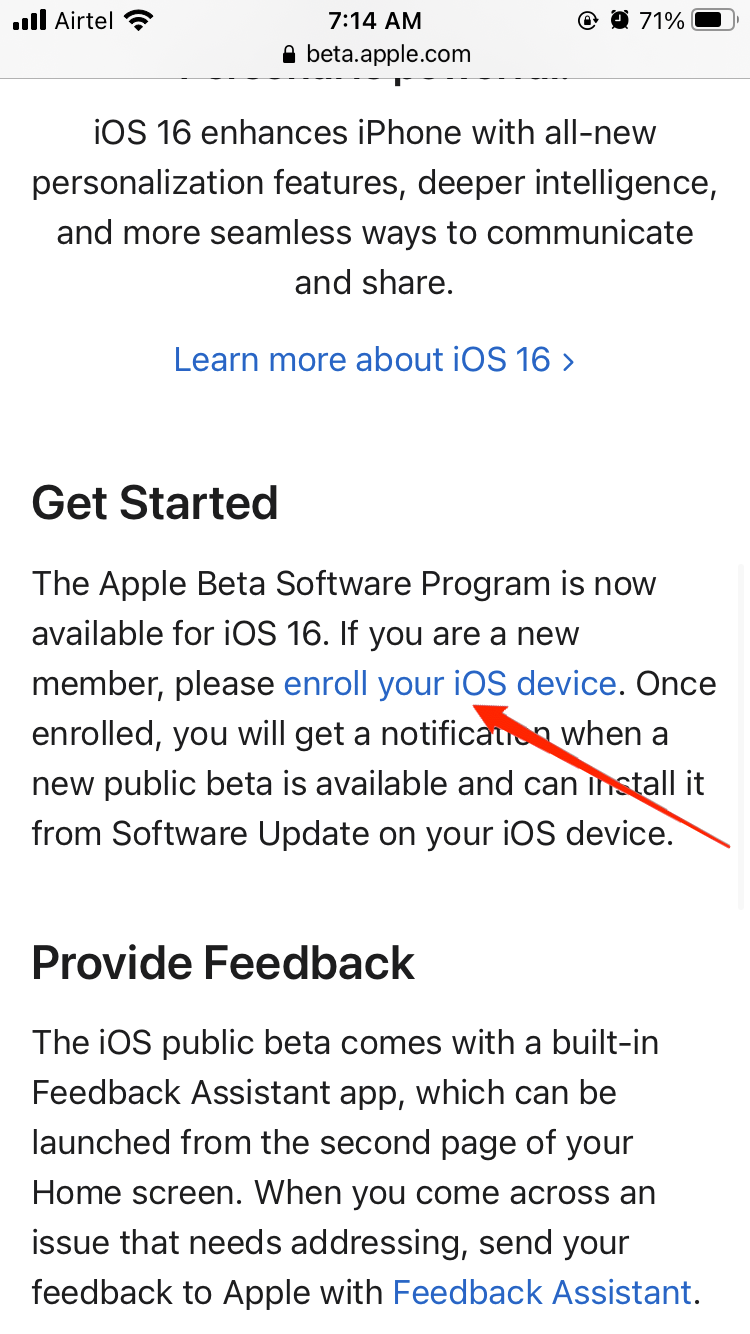 enroll iphone for ios 16 beta