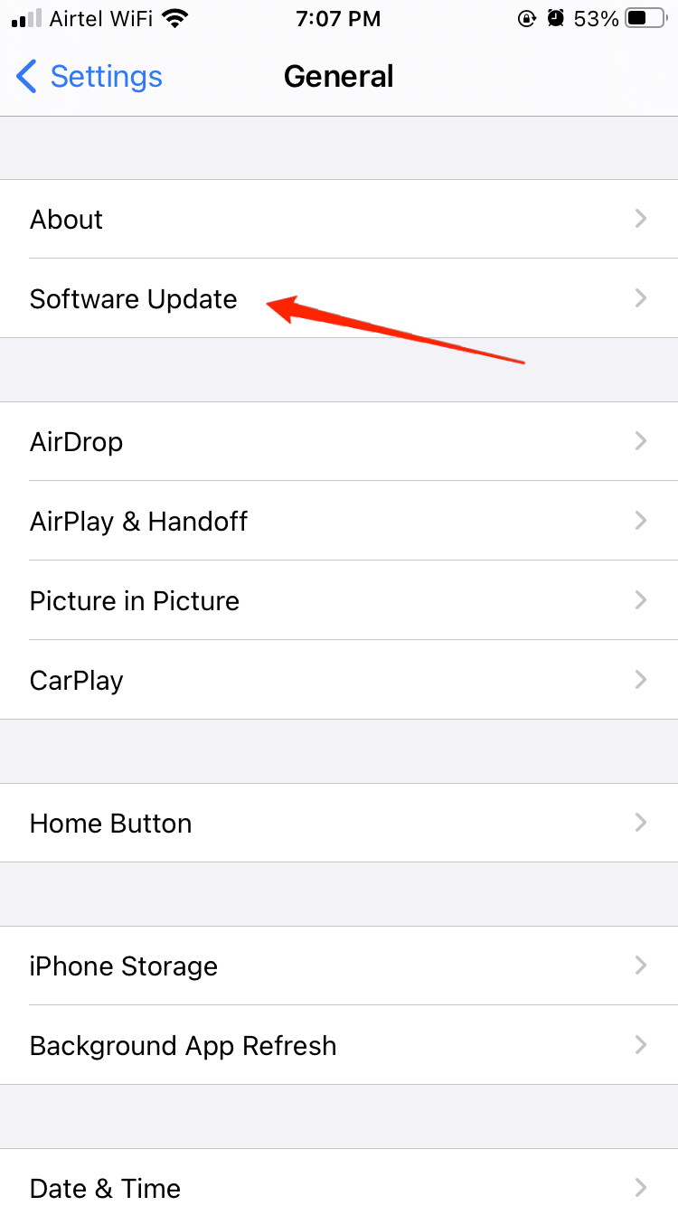 software update iphone