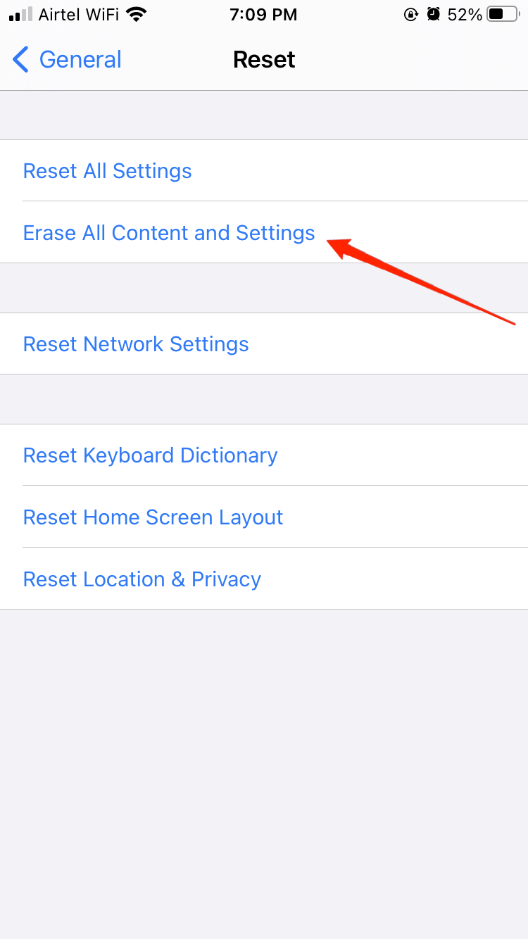 reset iphone