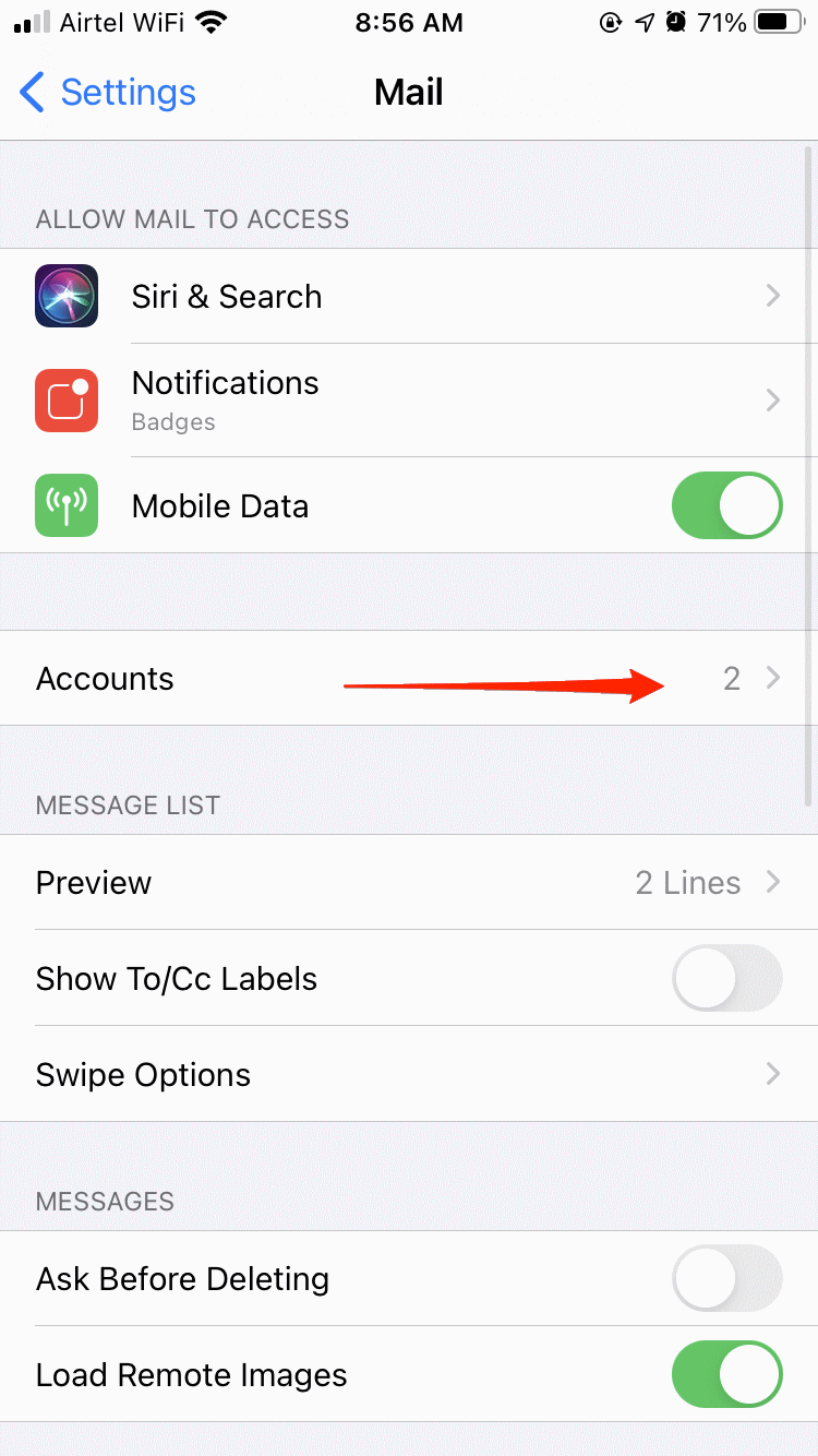 mail account settings iphone