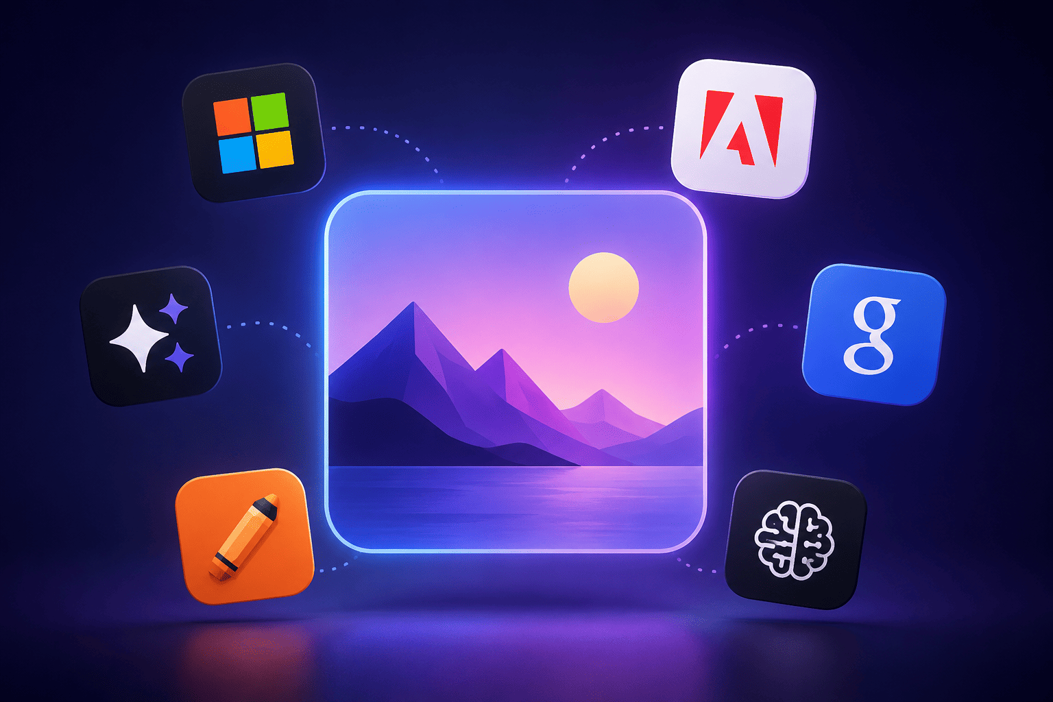 Image showing multiple free AI image generation tools illustration